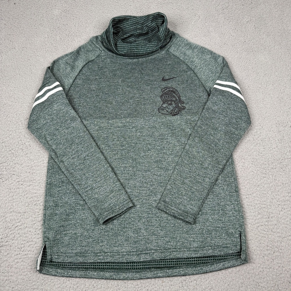 Nike Michigan State Spartans Pullover Womens Small Green Funnel Neck 36390X-MS5